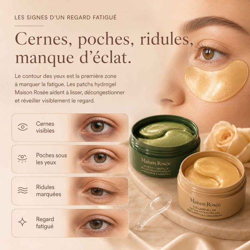 Patchs contour des yeux Maison Rosée résultats visibles sur poches, cernes et ridules