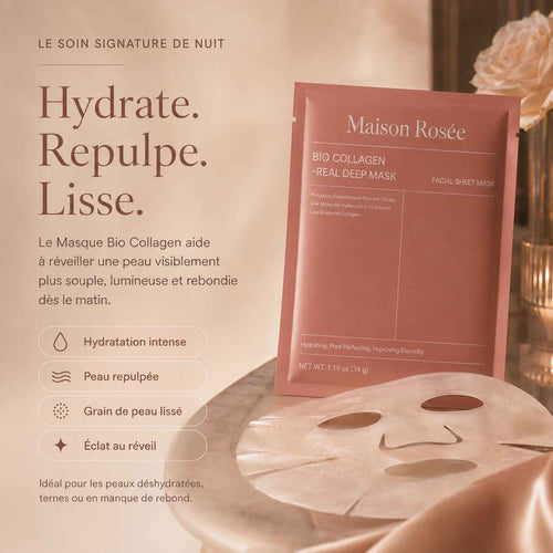 Masque de nuit au collagène Maison Rosée hydratation intense et effet peau rebondie